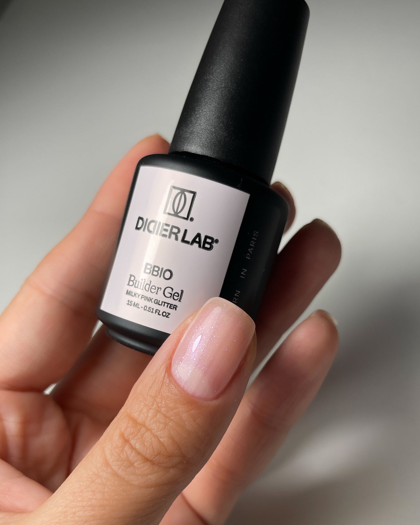 Gradilni gel BBIO "Didier Lab", Milky Pink Glitter, 15ml